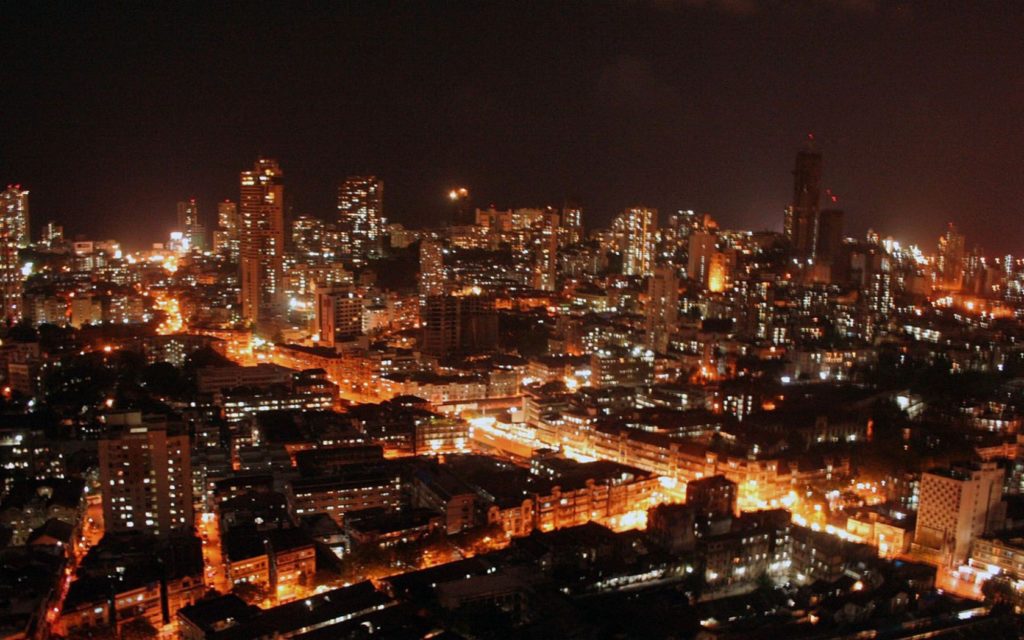 Mumbai night skyscrapers